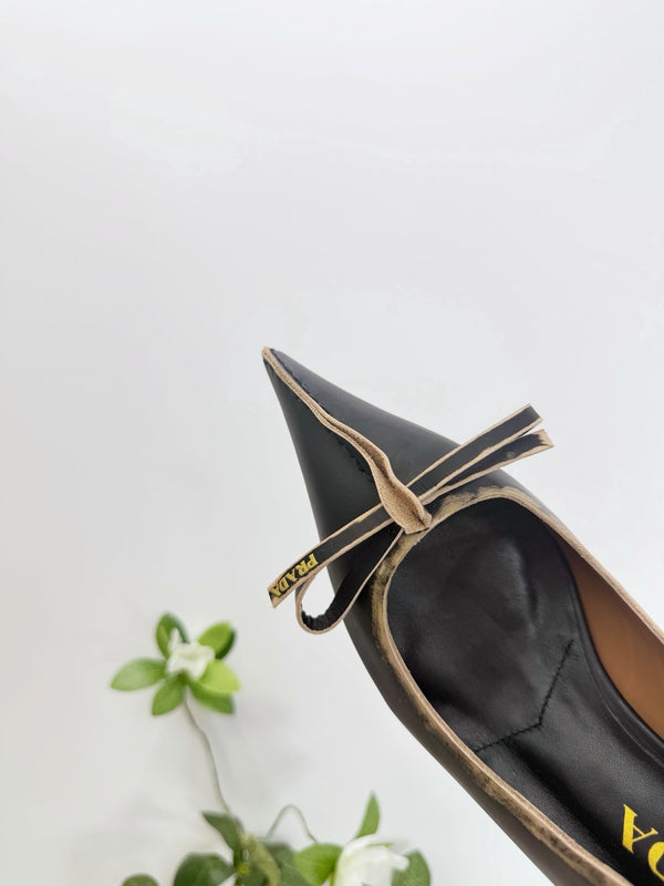 PRA 26SS Escarpins 55 Noir Beige Cuir de vachette 592405
