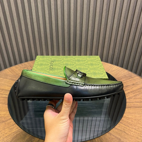 GG Men's Loafer Black mix Green Cowhide 731292