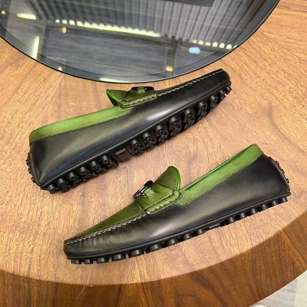 GG Men's Loafer Black mix Green Cowhide 731292