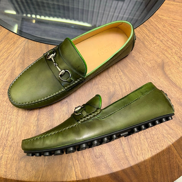 GG Men's Loafer Green Cowhide 731293