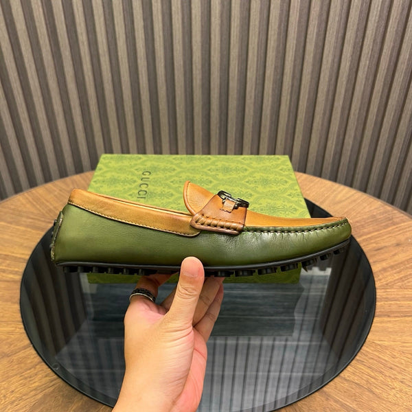 GG Men's Loafer Brown mix Green Cowhide 731297