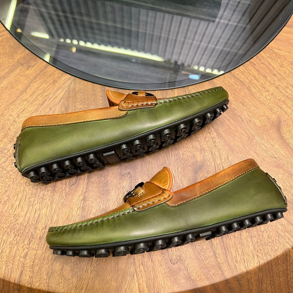 GG Men's Loafer Brown mix Green Cowhide 731297