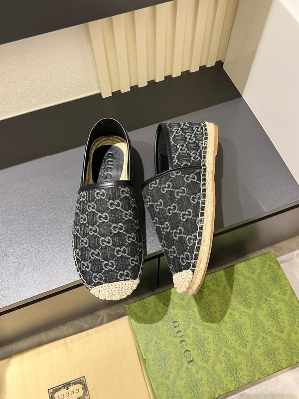 Mocassini espadrillas da uomo GG in denim nero 595985