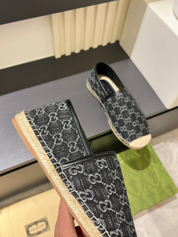 Mocassini espadrillas da uomo GG in denim nero 595985