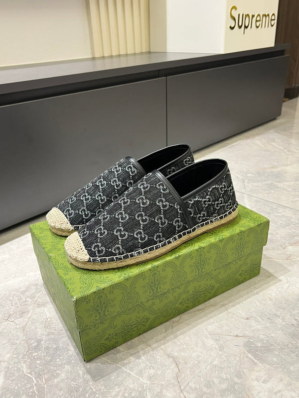 Mocassini espadrillas da uomo GG in denim nero 595985
