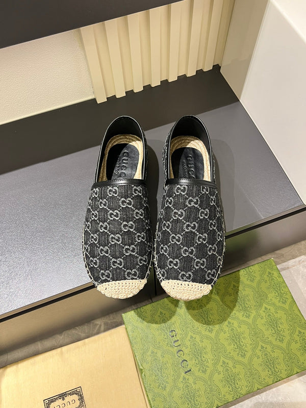 Mocassini espadrillas da uomo GG in denim nero 595985