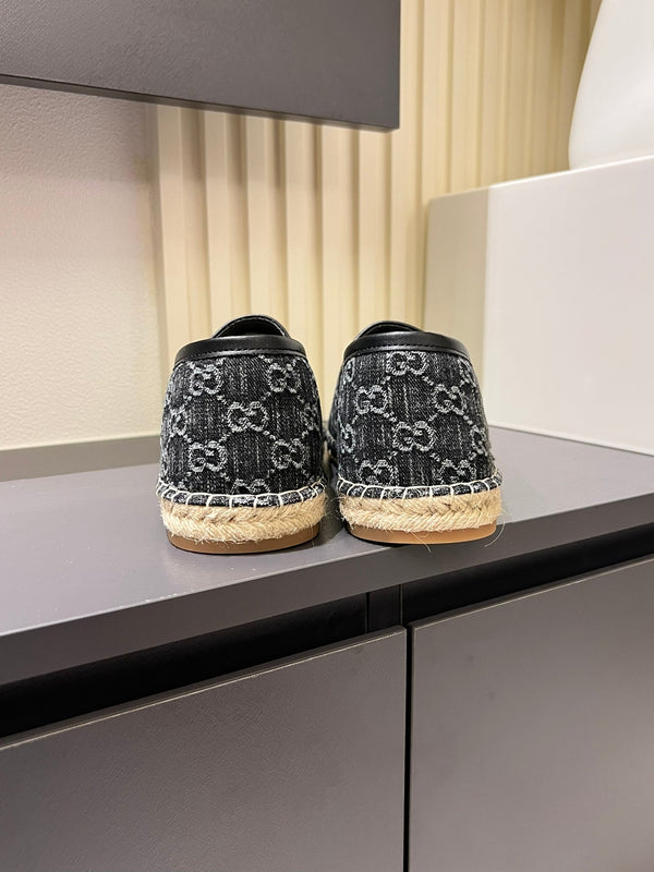 Mocassini espadrillas da uomo GG in denim nero 595985