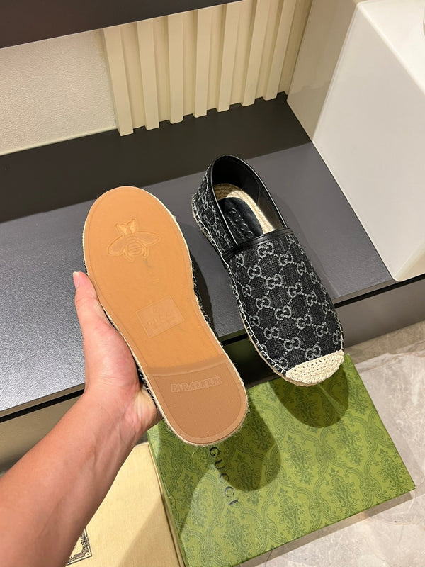 Mocassini espadrillas da uomo GG in denim nero 595985