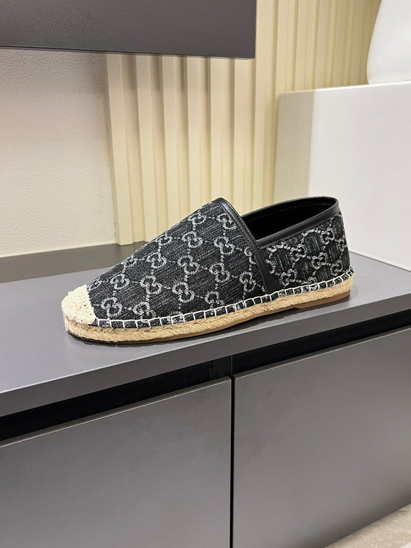 Mocassini espadrillas da uomo GG in denim nero 595985
