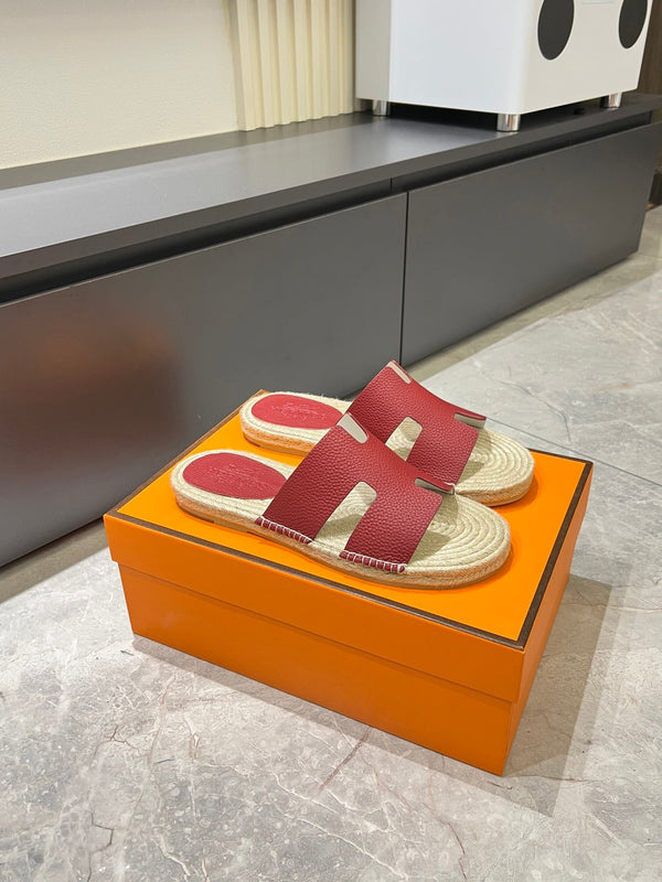 Espadrillas Slide Antigua da uomo in pelle di agnello rossa 590816