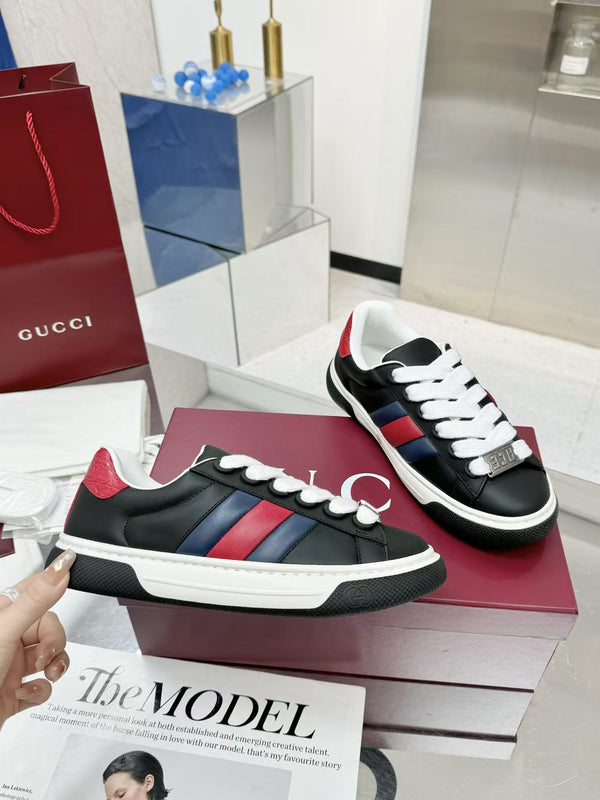 GG Men's ACE Sneaker Black Cowhide 574739