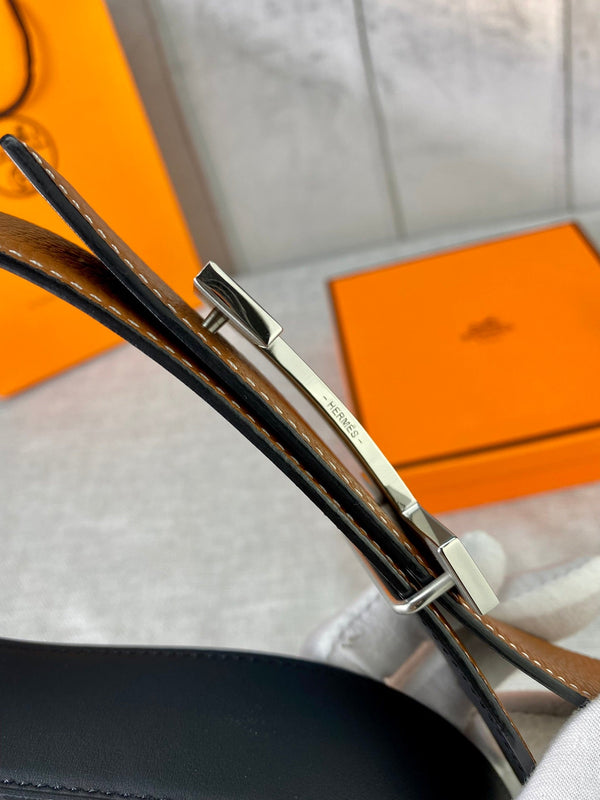 CINTURA HM CONSTANCE CON FIBBIA E CINTURINO REVERSIBILE IN PELLE MARRONE TAWNY 38 MM FERRAMENTA ORO