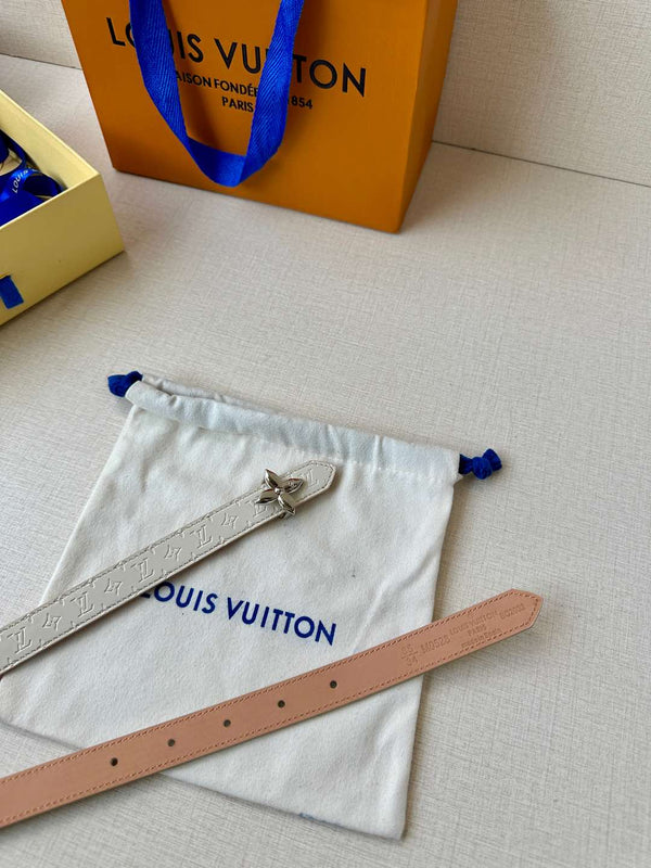 LV Flowergram 20mm Reversible Belt Beige Cream Calfskin