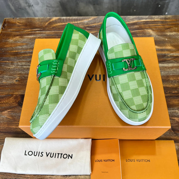 LV LOAFER CROCODILE GREEN DAMIER CANVAS AND CALFSKIN