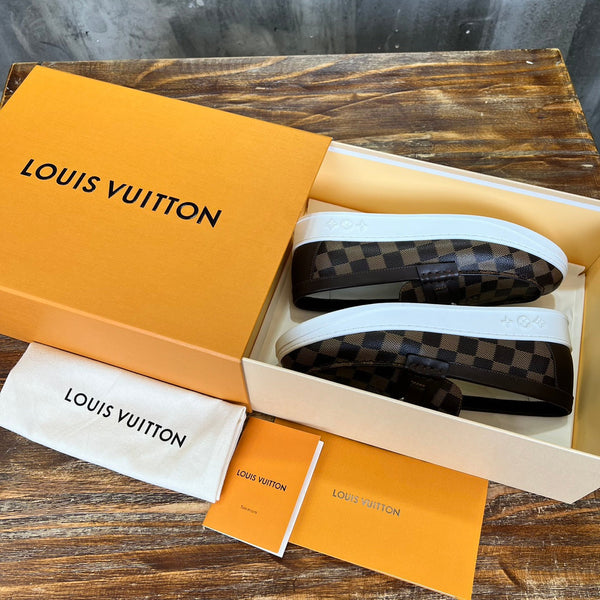 LV LOAFER CHOCOLATE BROWN DAMIER CANVAS AND CALFSKIN