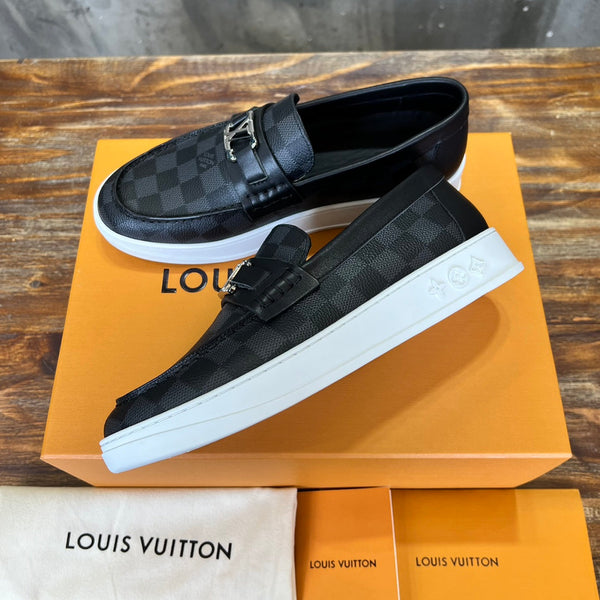 LV LOAFER BLACK DAMIER CANVAS AND CALFSKIN