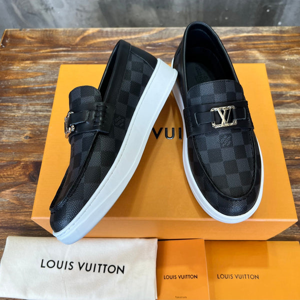 LV LOAFER BLACK DAMIER CANVAS AND CALFSKIN
