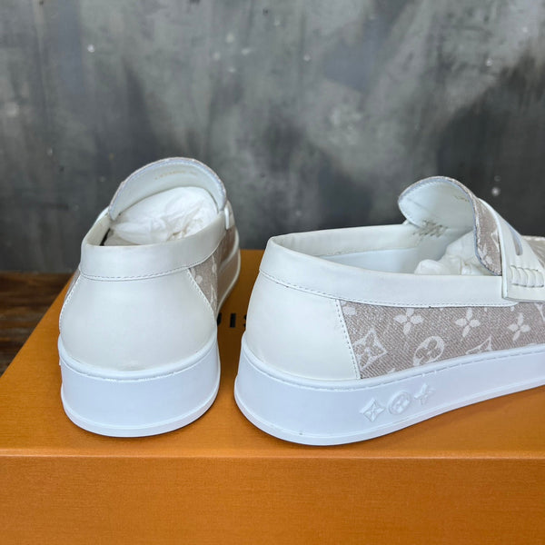 LV LOAFER IN ALMOND BROWN MONOGRAM CANVAS AND CALFSKIN