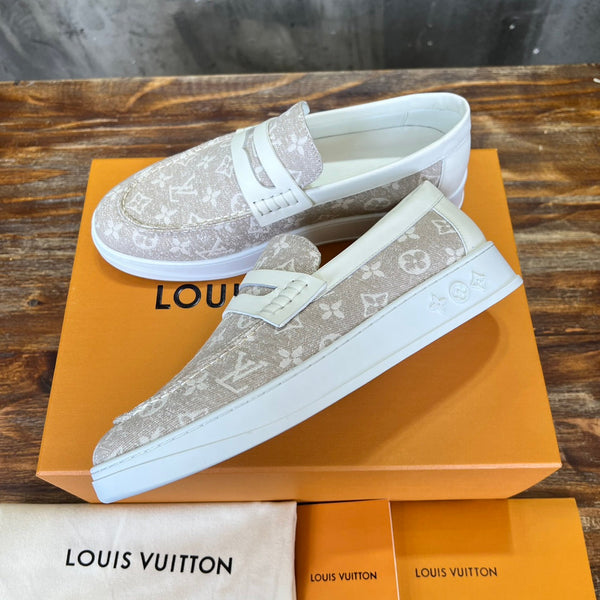 LV LOAFER IN ALMOND BROWN MONOGRAM CANVAS AND CALFSKIN