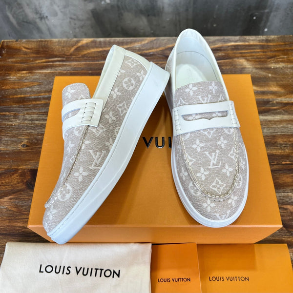 LV LOAFER IN ALMOND BROWN MONOGRAM CANVAS AND CALFSKIN
