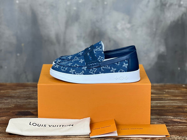 LV LOAFER IN DENIM BLUE MONOGRAM CANVAS AND CALFSKIN