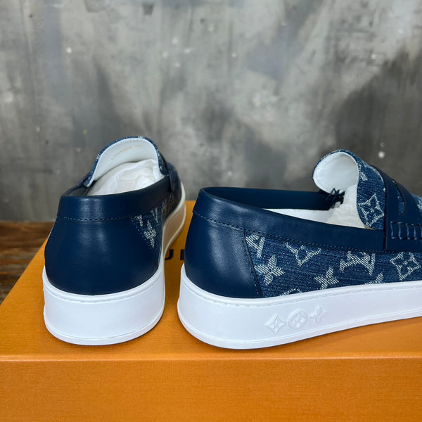 LV LOAFER IN DENIM BLUE MONOGRAM CANVAS AND CALFSKIN