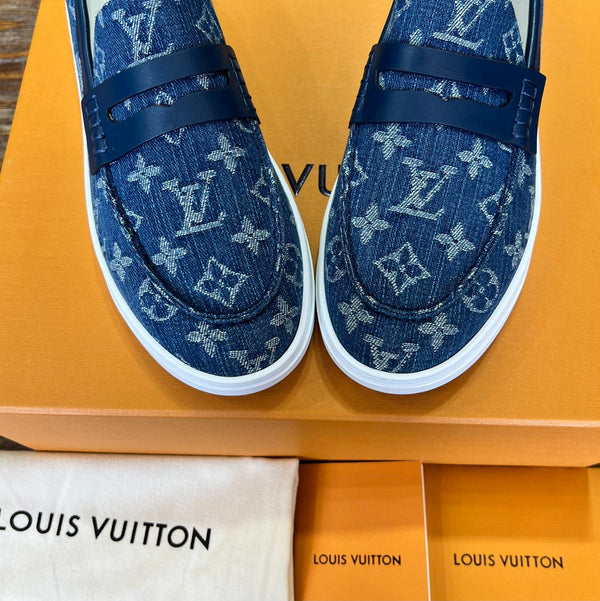 LV LOAFER IN DENIM BLUE MONOGRAM CANVAS AND CALFSKIN