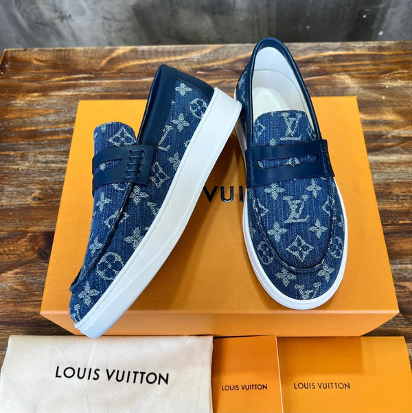LV LOAFER IN DENIM BLUE MONOGRAM CANVAS AND CALFSKIN