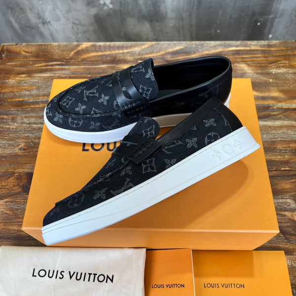 LV LOAFER IN BLACK MONOGRAM CANVAS AND CALFSKIN