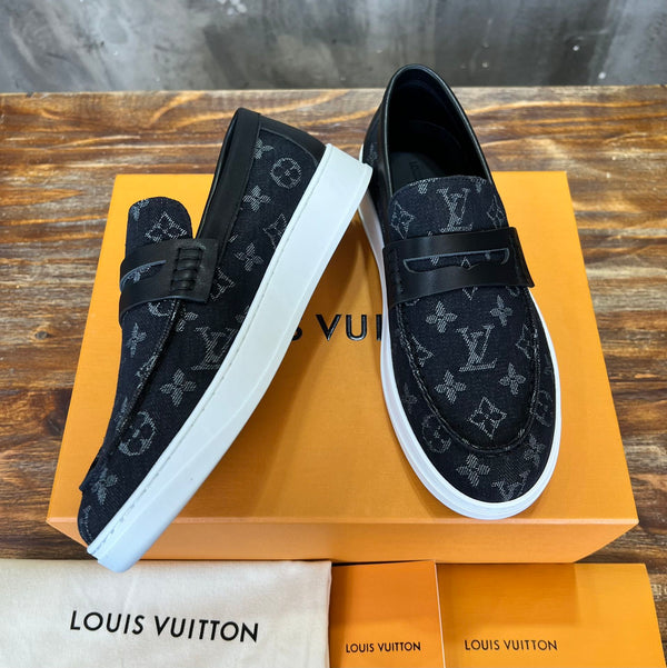 LV LOAFER IN BLACK MONOGRAM CANVAS AND CALFSKIN