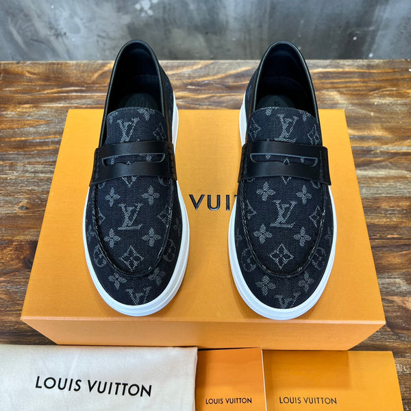LV LOAFER IN BLACK MONOGRAM CANVAS AND CALFSKIN