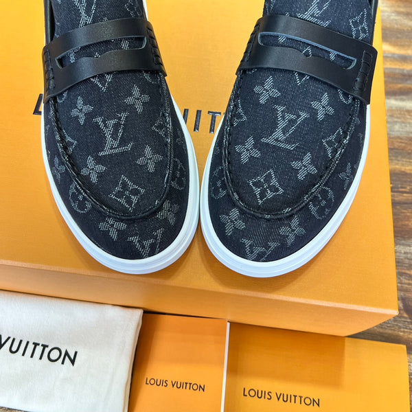 LV LOAFER IN BLACK MONOGRAM CANVAS AND CALFSKIN