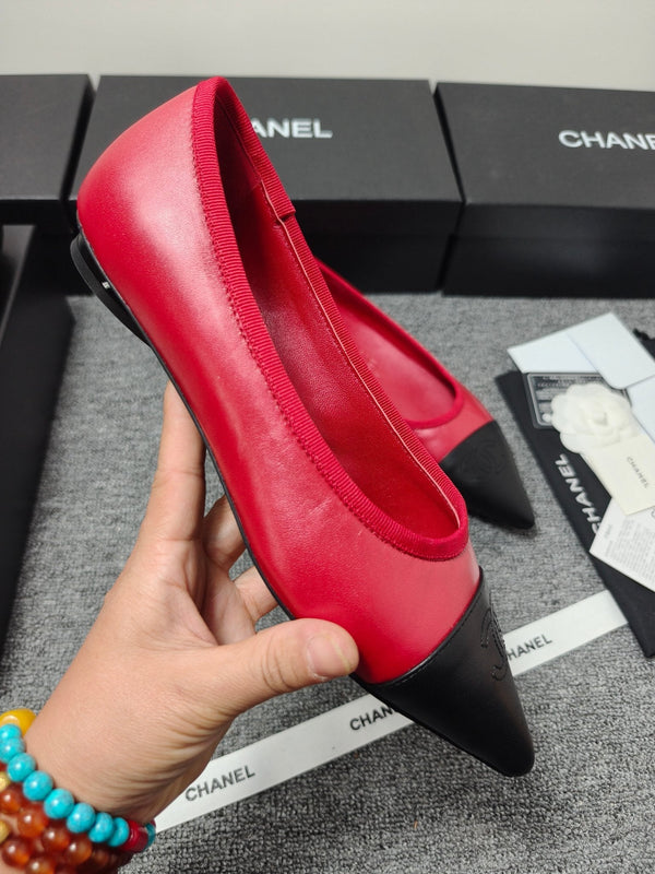 Ballerines CC 26s Cuir Noir Rouge 681964