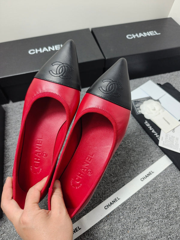 Ballerines CC 26s Cuir Noir Rouge 681964