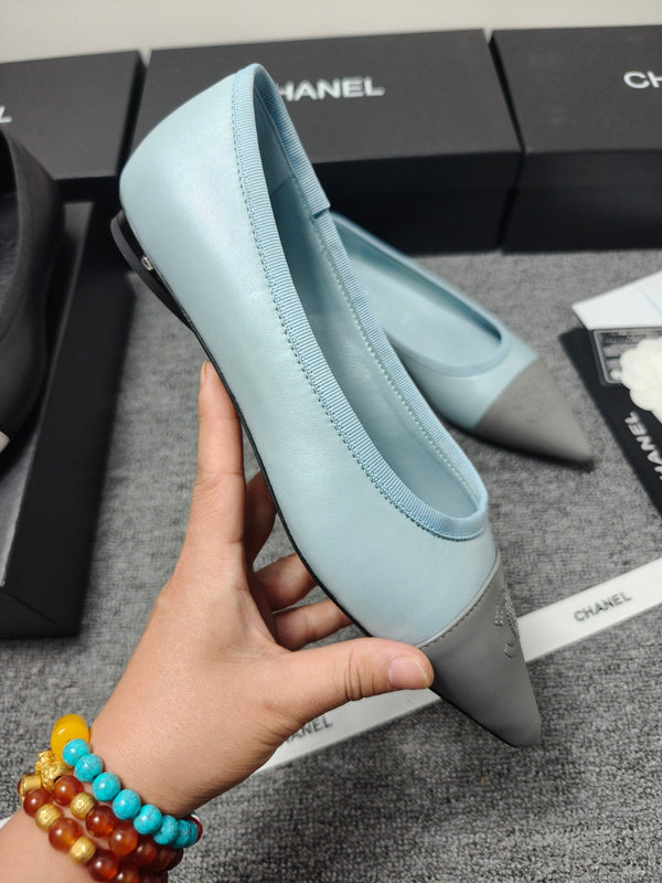 CC 26s Ballerines Cuir Bleu Gris 681970