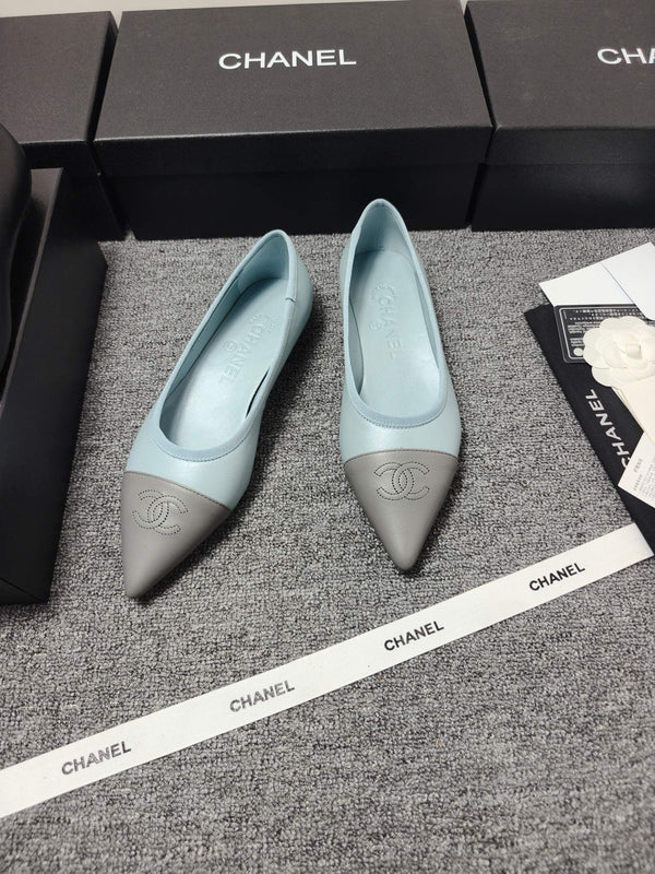 CC 26s Ballerines Cuir Bleu Gris 681970