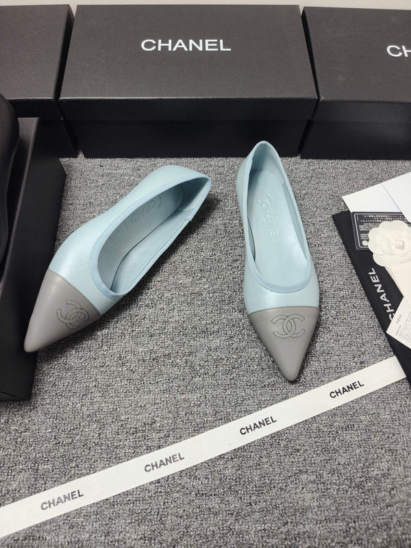 CC 26s Ballerines Cuir Bleu Gris 681970