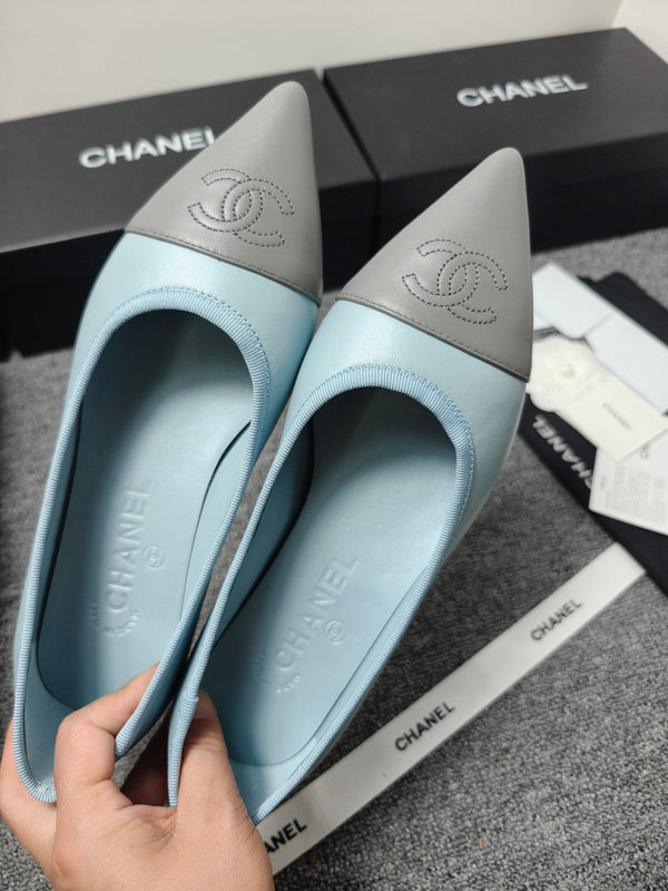 CC 26s Ballerines Cuir Bleu Gris 681970