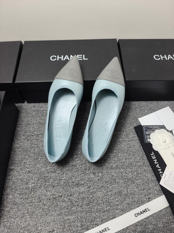 CC 26s Ballerines Cuir Bleu Gris 681970