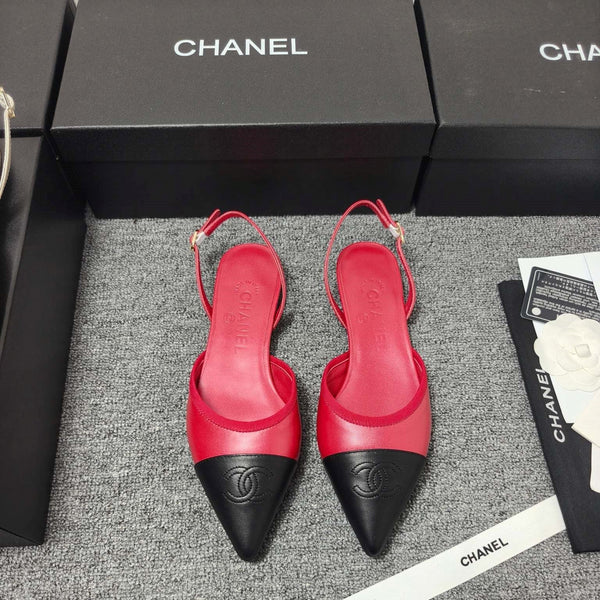 CC 26s Escarpins à Bride Arrière Noir Rouge Cuir 681972