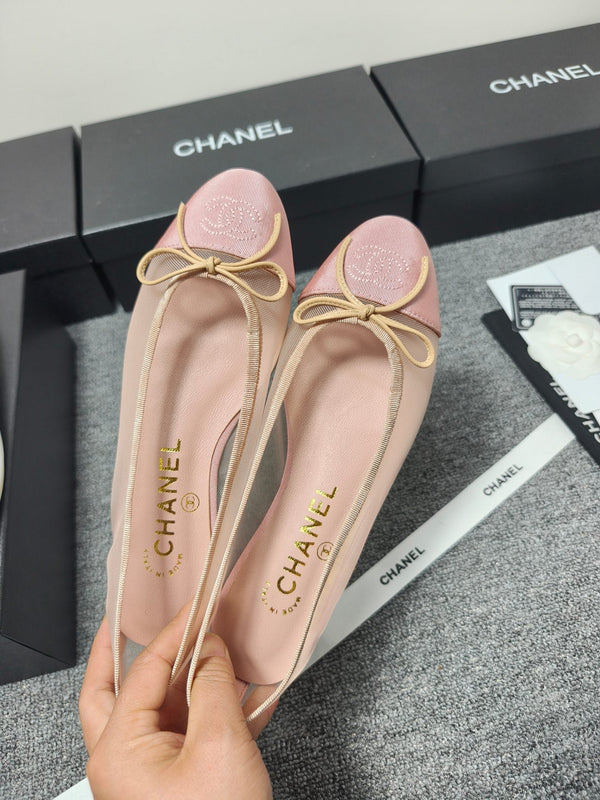 CC 26s Ballerine en maille rose clair Cuir d'agneau 681981