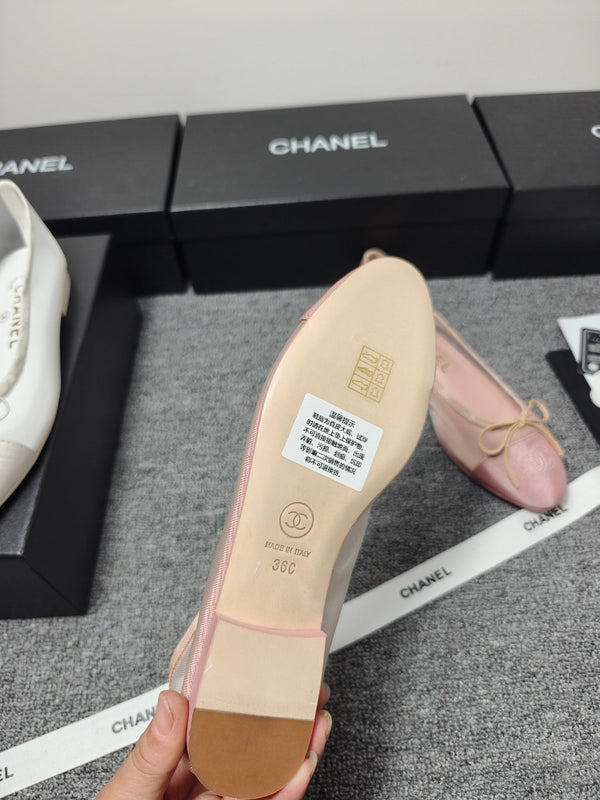 CC 26s Ballerine en maille rose clair Cuir d'agneau 681981