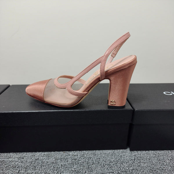 CC 26s Escarpins à bride arrière 9,5cm Maille Rose Peau de mouton 681988