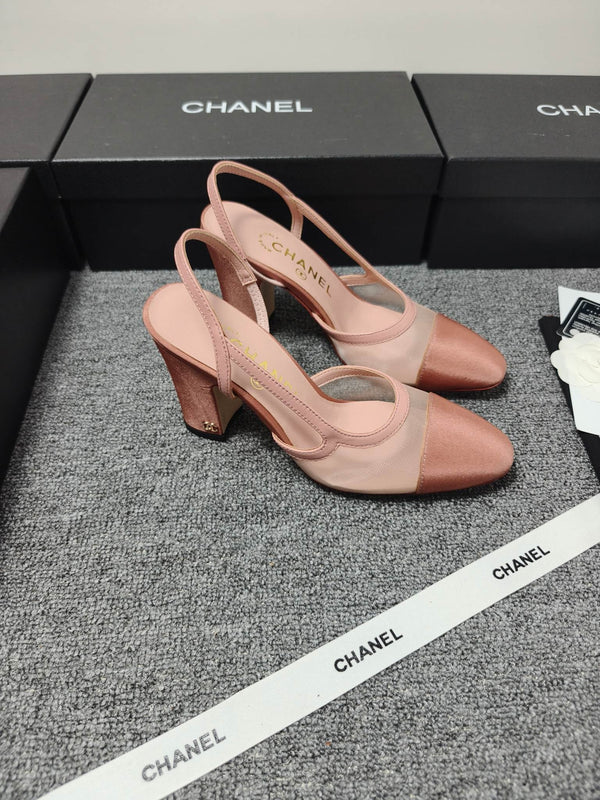 CC 26s Escarpins à bride arrière 9,5cm Maille Rose Peau de mouton 681988
