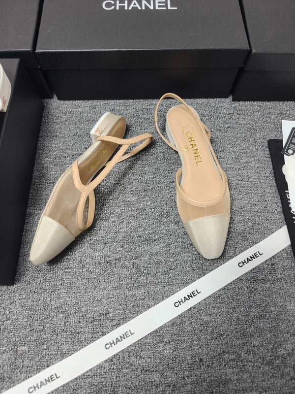 CC 26s Slingback 20 Beige Mesh Fabric Sheepskin 682001