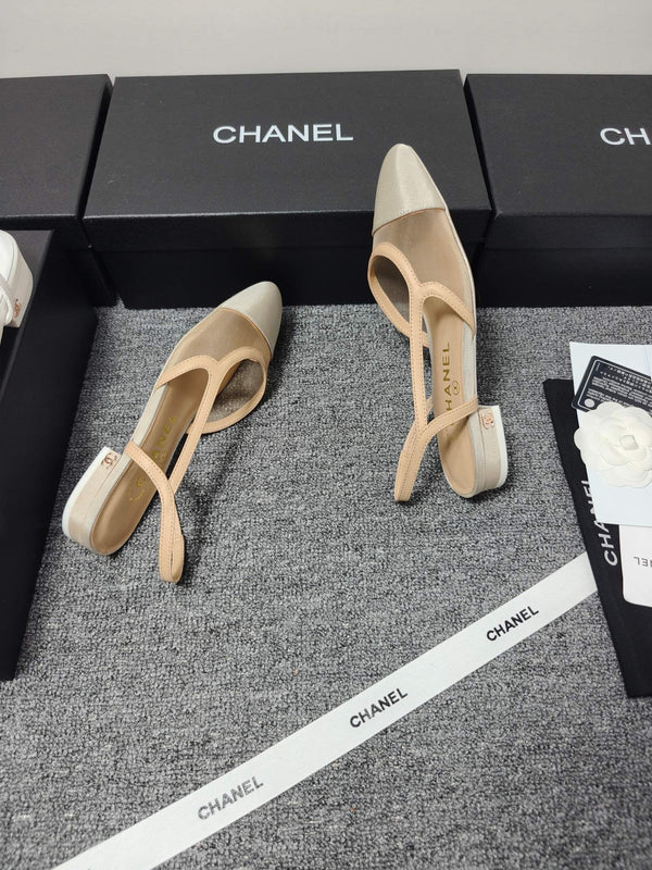 CC 26s Slingback 20 Beige Mesh Fabric Sheepskin 682001
