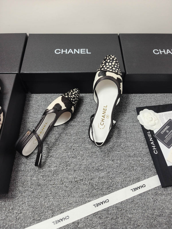 Mules CC SS 2026 Blanc Noir Cuir de veau Cuir d'agneau