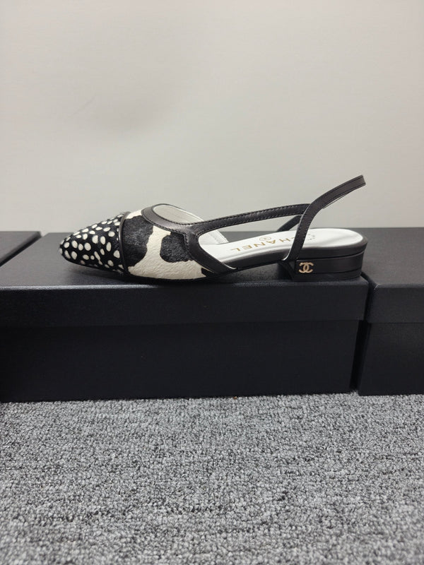 Mules CC SS 2026 Blanc Noir Cuir de veau Cuir d'agneau