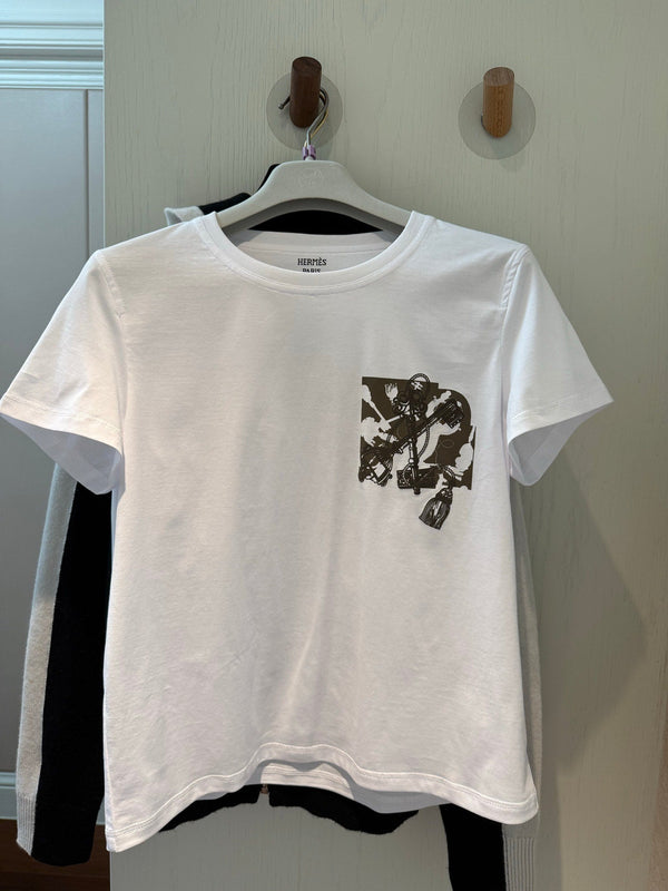 Hm 25 Short-sleeved Round neck T-shirt White Cotton