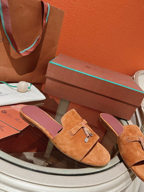 Summer Charms Sandals in Red-Orange Suede Maroon Lambskin